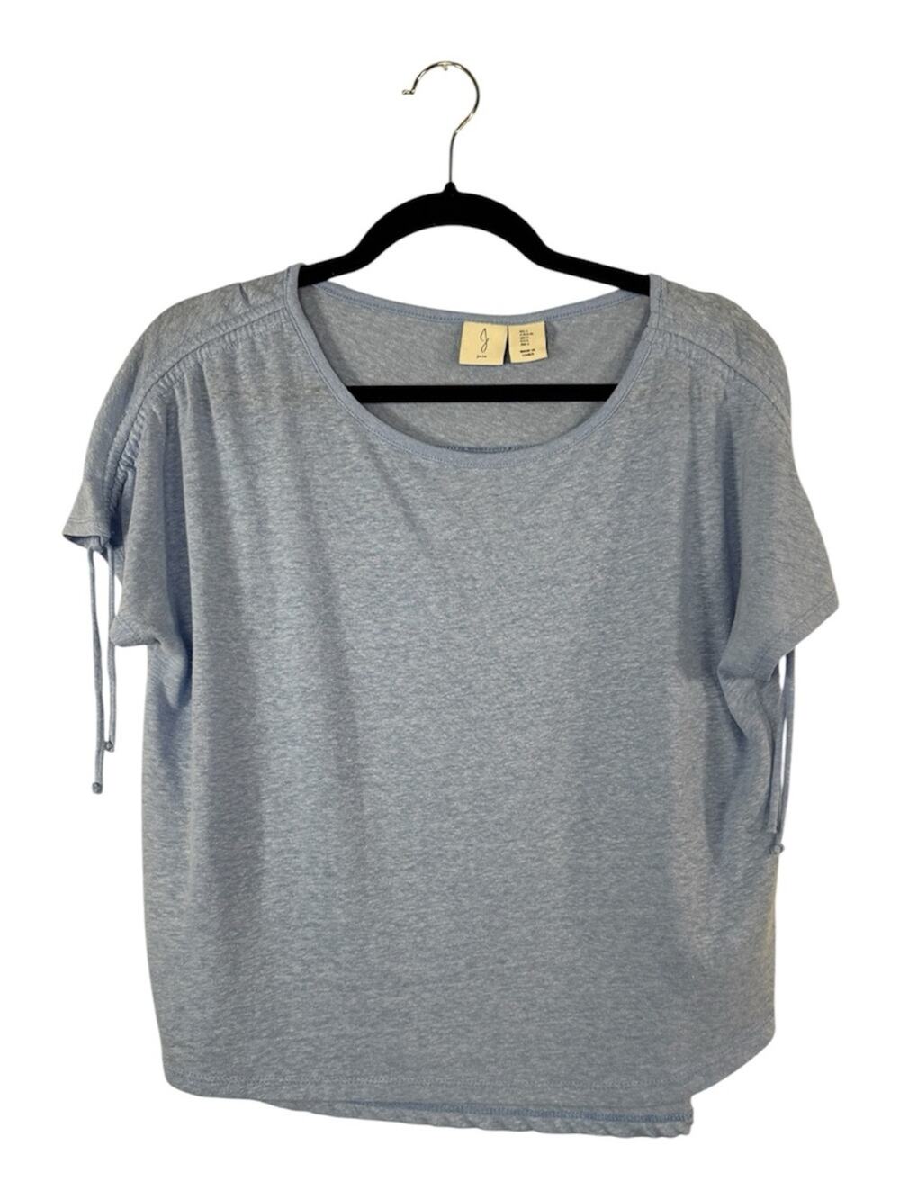 Joie Baby Blue Linen Cropped Blouse Womens L Classic Boho Casual Summer Beachy